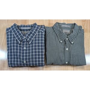 Lot of 2 Khakis by Arrow Mens XL Short Sleeve Plaid Oxford Button Down Shirts